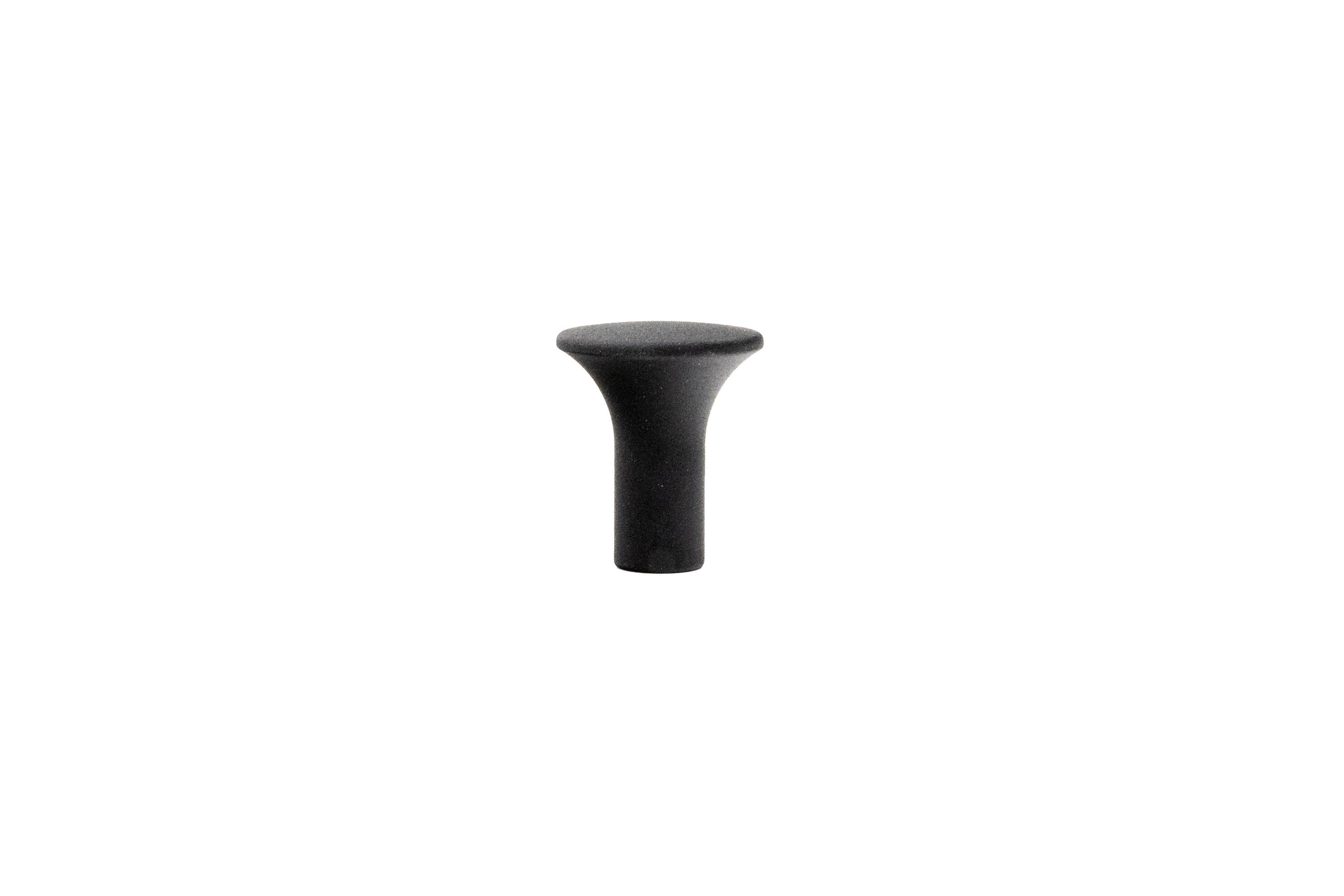 Black anodized axis knob with a pull design, ideal for equipment adjustments and control panels.