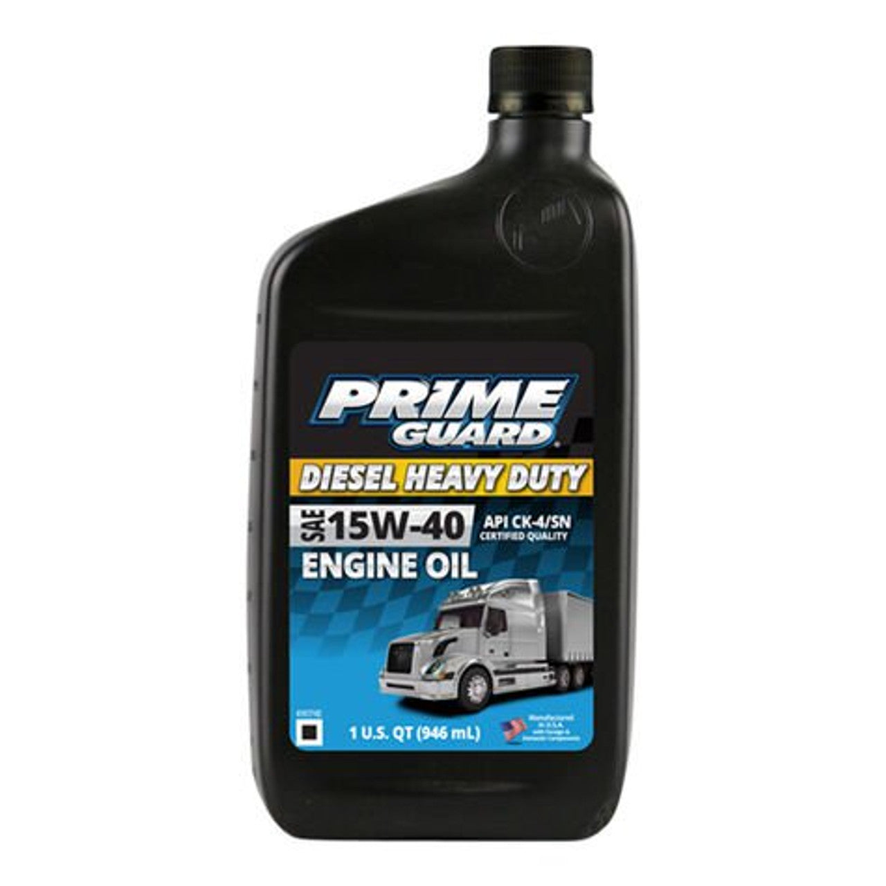 Walter Vdrives-Prime Guard 15W-40 diesel engine oil in a black plastic bottle with a label featuring a truck illustration and product details.