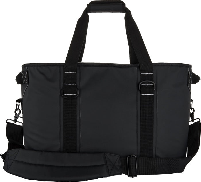 Black 48-can Malibu/Axis waterproof softshell cooler bag with handles and adjustable shoulder strap.